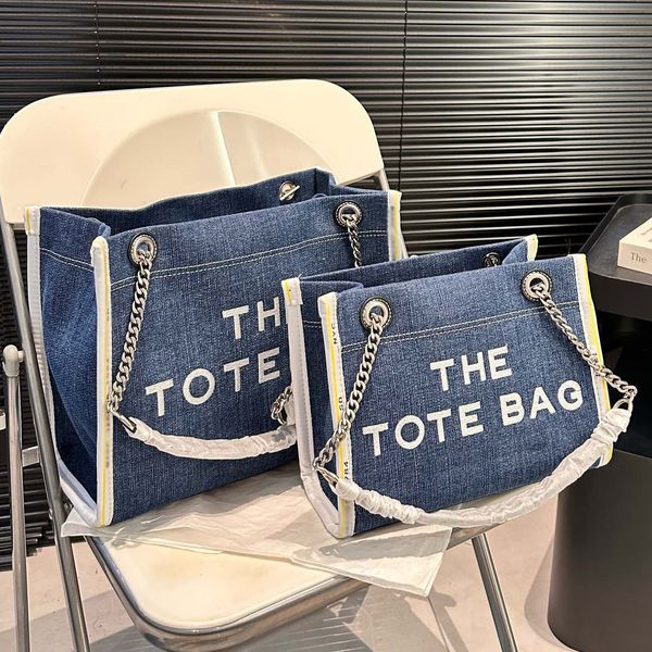 The Tote Embroidery Denim Blue Shopping Bag America Brand Large Cacacity Traveler Bags Lady Chain Strap Mom Shopper
The Tote Embroidery Denim Blue Shopping Bag America Brand Large Cacacity Traveler Bags Lady Chain Strap Mom Shopper