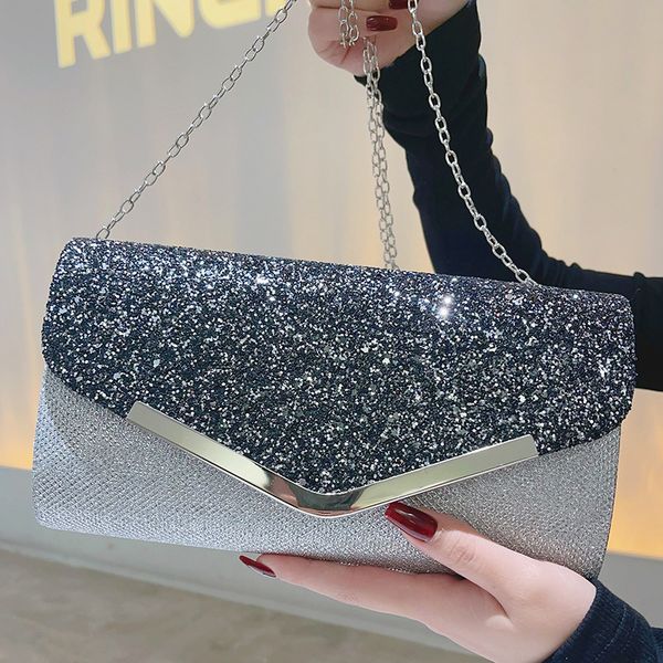 Evening Bags sleek Rhinostone Decorated Lady's Clutch Sparkling Envelope Style With Chain Strap Suitable for Formal Occasions, Silver
Evening Bags sleek Rhinostone Decorated Lady's Clutch Sparkling Envelope Style With Chain Strap Suitable for Formal Occasions, Silver