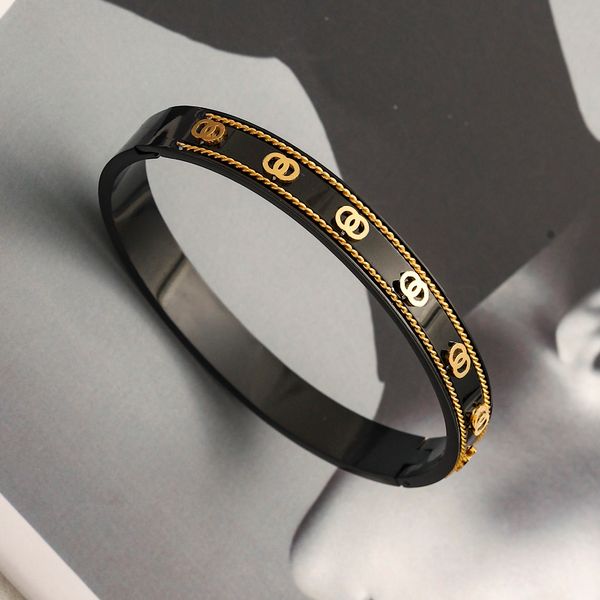 Bracelets Designer Letter Steels Seal Bangle Luxury Men's Women's Golden Silver High Quality Stainless Steel Pentagram Crystal Rhinestone Bracelet Wristband