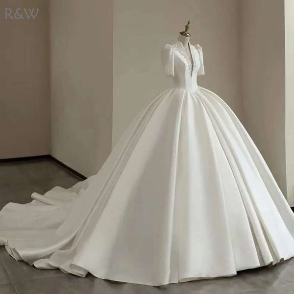 R&W Dubai Arabic Ball Gown Wedding Plus Size Sweetheart Backless Sweep Train Bridal Gowns Bg Beading Sequins Wed Dresses designer Vestido De Novias