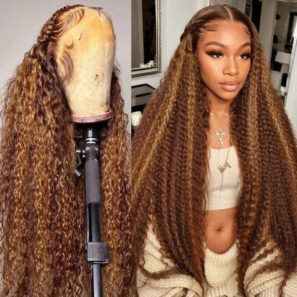 40 30 Inch 4/27 Highlight Ombre Colored Water Curly 250 Density 13x4 Lace Frontal Human Hair Wigs Deep Wave Synthetic Lace Front Wig, Black
40 30 Inch 4/27 Highlight Ombre Colored Water Curly 250 Density 13x4 Lace Frontal Human Hair Wigs Deep Wave Synthetic Lace Front Wig, Black