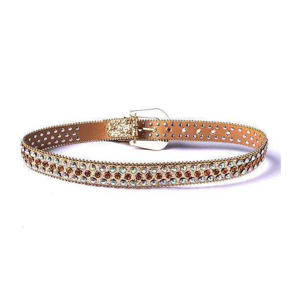 Jeans belt, diamond decoration, pin buckle, fashionable wide rhinestone inlaid belt, Gold
Jeans belt, diamond decoration, pin buckle, fashionable wide rhinestone inlaid belt, Gold