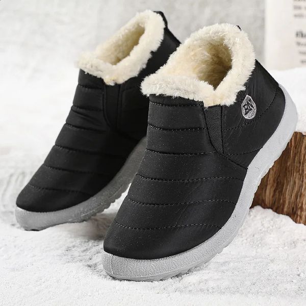 Mens warm fur ankle boots mens waterproof snow boots couples winter casual sports shoes lightweight mens boots 240926