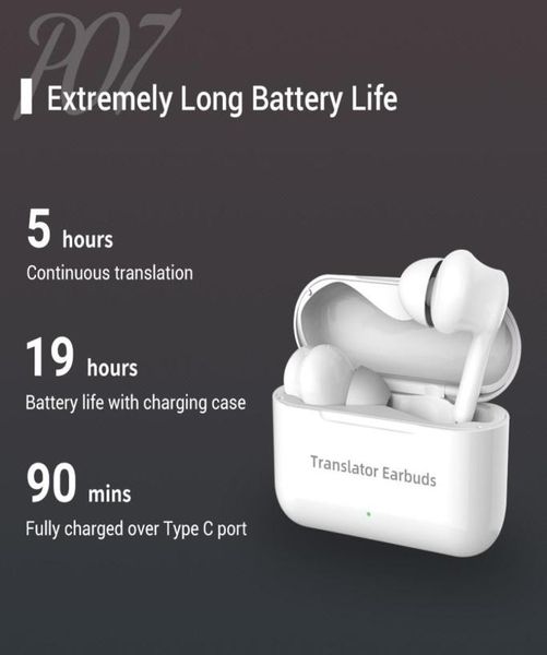 M6 Translation Headphones Earphones 127 Languages instant Translated Smart Voice Translator Wireless Bluetooth Translator Earphone