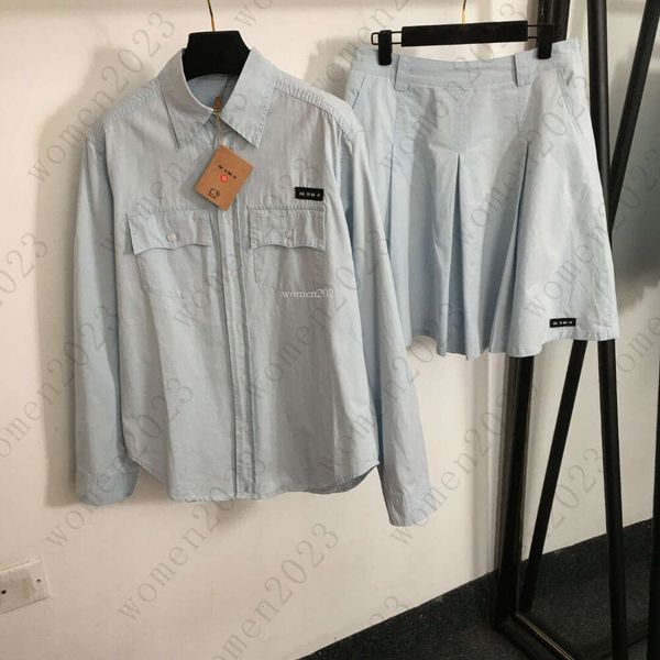 Women's skirts suit Designer dresses two-piece brand Long-sleeved shirt set Women Fashion pleated short skirt Casual blouses 2pcs Sep 29