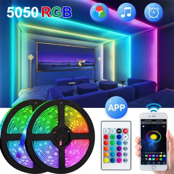 Bluetooth RGB Led Strip Light 5050 Luces 5m LED String USB Tape Diode Ribbon For Room TV Backlight Neon Lamp