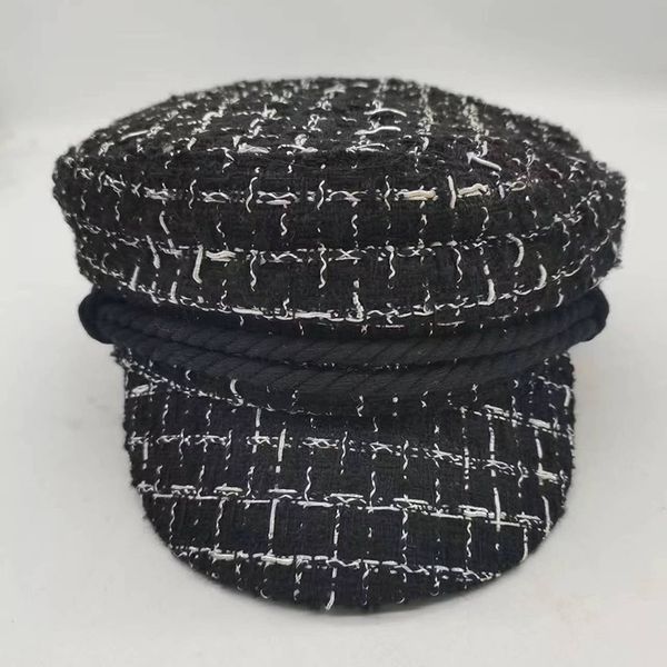 autumn and winter small fragrant style imitation military hat retro British fashion style, Black
autumn and winter small fragrant style imitation military hat retro British fashion style, Black