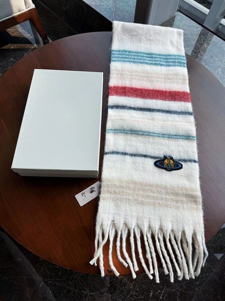 

Luxury fashion designer scarf shawl autumn and winter Ms. warm scarf alpaca wool fashion versatile men and women with the same paragraph stripes splicing