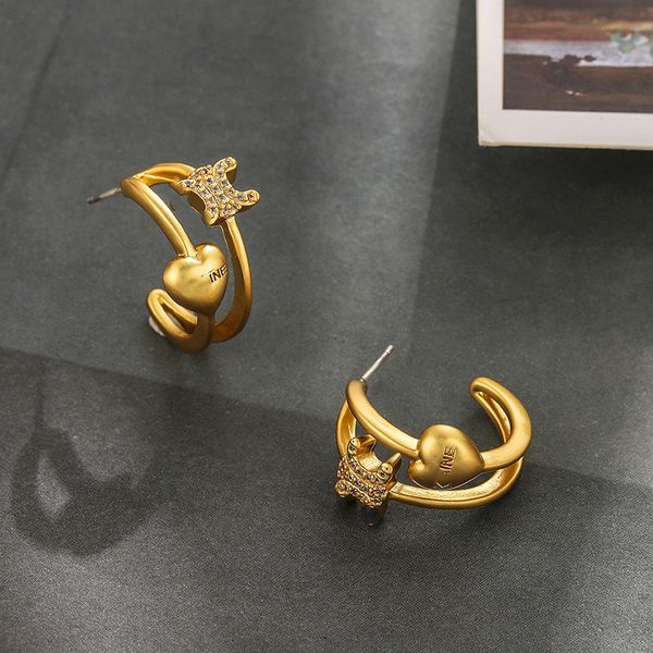 

Fashion Retro Arc de Triomphe C-shaped Women's Earrings Luxury Designer Earrings Matte Gold Exquisite High-grade Women's Jewelry Valentine's Day Gift