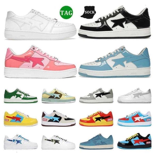 

with Box Bapestar Shoes Stas Sk8 Low Men Women Black White Camo Blue Green Pink Suede Beige Burgundy Grey Leather Mens Womens Trainers Outdoor s