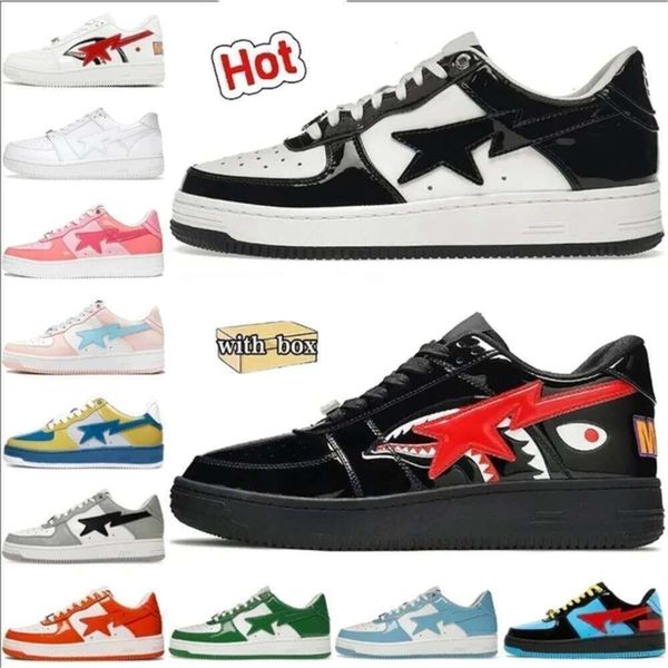 

Panda New Designer Shoes Bapestars Low for Men Sneakers Patent Leather Black White Blue Camouflage Skateboarding Jogging Sports Star Trainers, Pewter
