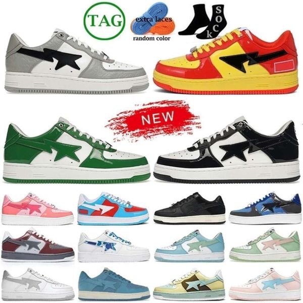 

Bapestars Shoes Designers Shoes Black White Blue Platform Patent Sk8 Sk Leather Green Multi Split Blue Brown Ivory Men Women Trainers Sneakerscasual, 13_a