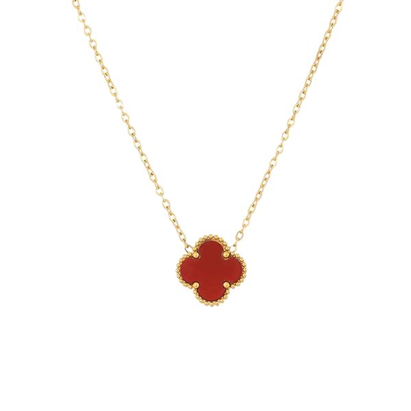 

Classic designer jewelry Four-leaf Clover Necklace jewelrys 18K Rose Gold Double sided Agate Lucky Four Leaf Grass Necklace Female Luxury Style Van Clee jewelry