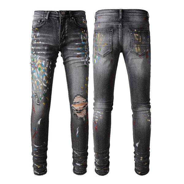 Spring Casual Men Washed Straight Graffiti Splash Pattern Amiryes Hole Jeans Stretch Slim Fit Youth Black
Spring Casual Men Washed Straight Graffiti Splash Pattern Amiryes Hole Jeans Stretch Slim Fit Youth Black