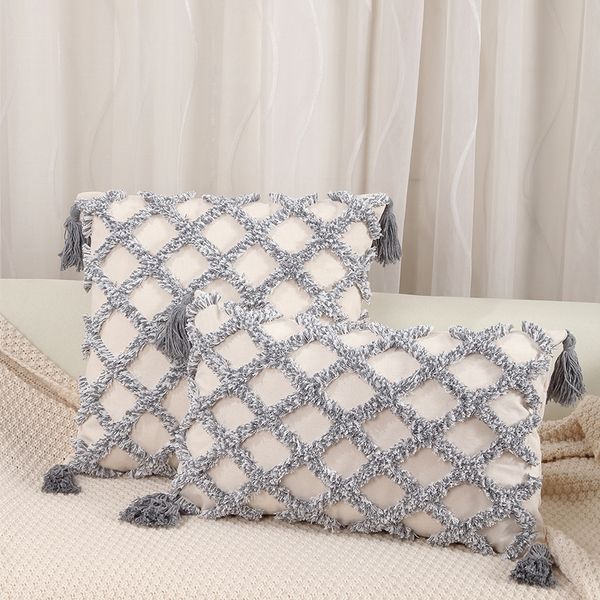 

newly launched tufted Bohemian modern throw pillowcase rectangular European geometric cushion cover throw pillowcase home decoration