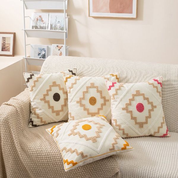 

towel Embroidered Blossom Pillow Cover Minimalist Sofa Headrest Pillow Cover Office Cushion
