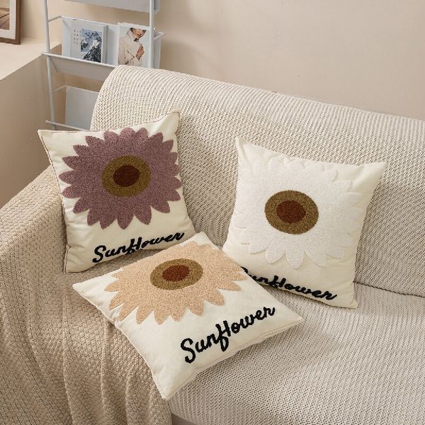 

artist designed sunflower blooming hand hook wool decoration pillows, sofas, and bed crochet pillows