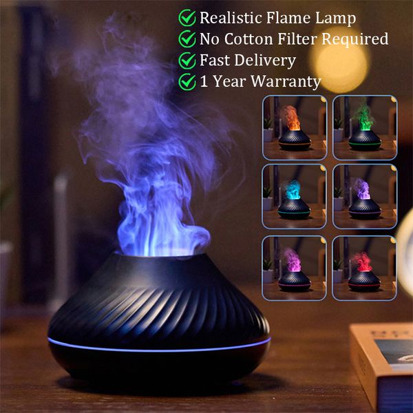 

Aroma Diffuser Essential Oil Night Light USB 130ml Portable Air Humidifier with Colorful Flame Lamp
