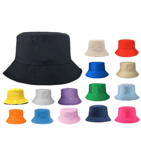 

Kids Adults Bucket Hat Cap Cotton Fishing Hats Boy Girl Fisherman Sun Visor Baby Summer Foldable Beach Cappelli Solid Color, Black white