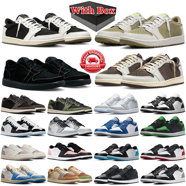 With box 1s jumpman 1 low basketball shoes men women Black Olive Phantom Reverse Mocha Wolf Grey Panda Lucky Green Bred Toe mens trainers sports sneakers, 43
With box 1s jumpman 1 low basketball shoes men women Black Olive Phantom Reverse Mocha Wolf Grey Panda Lucky Green Bred Toe mens trainers sports sneakers, 43