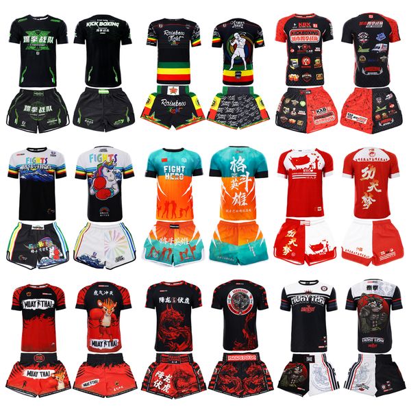 

Gym Training Short Sleeve Shorts T-shirt Thai Boxing Martial Arts Judo Thai Boxing MMA Competition Judo Close Combat Series Set, Set 5