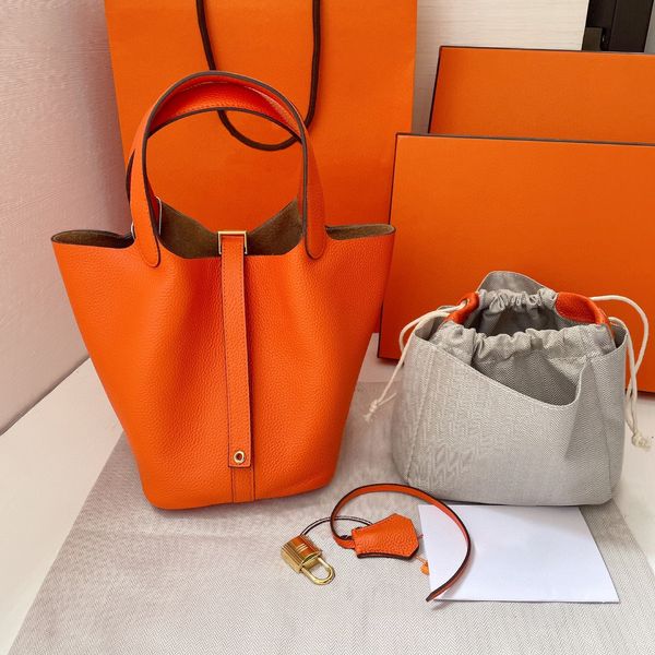 

2024 Luxury Tote Bag Designer Bag Simple Lightweight Wear-resistant Bag Handmade Leather Vegetable Basket Classic Leather Lychee Designer Handbag Best, #6