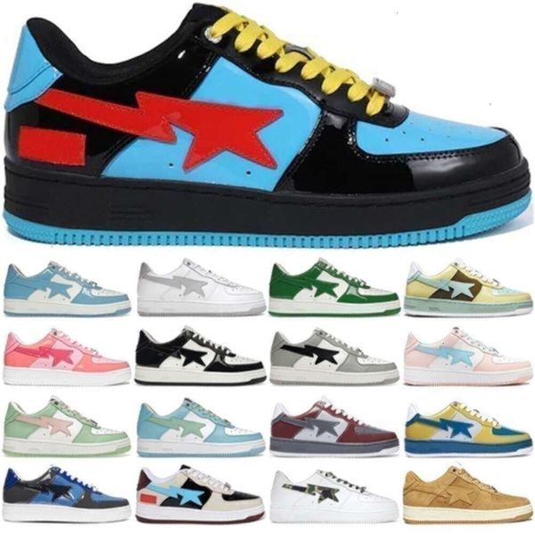 

2024 NEW Sta Shoes Bapestass Low Black White Pastel Green Blue Suede Pink Camo Combo Mens Womens Sports Sneakers Eur 36-45, Red