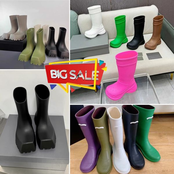 Crocboots designer Rain boots knee high booties EVA Rubber platform Rainboots fashion shoes brown green bright pink black luxury shoes sneakers size35-41
Crocboots designer Rain boots knee high booties EVA Rubber platform Rainboots fashion shoes brown green bright pink black luxury shoes sneakers size35-41