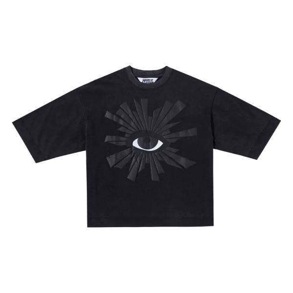 

23ss Summer Men Oversize Plus Size Cotton Tee t shirt Europe Streetwear Boxy Fit Eyes Puff Print Casual Unisex Tshirt M911, F840 pure black