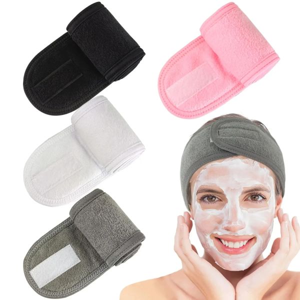 

Adjustable Head Band Towel Women Wide Hairband for Yoga Spa Bath Shower Makeup Wash Face Cosmetic Headband for Women Ladies Make Up Accessories, Light yellow