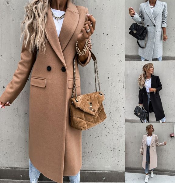 Designer Women's Coat Jackets Wool & Blends Winter Coats Trench Jacket Autumn trench Single Breasted Solid Colour Women's Slim Long Windbreaker Woolen