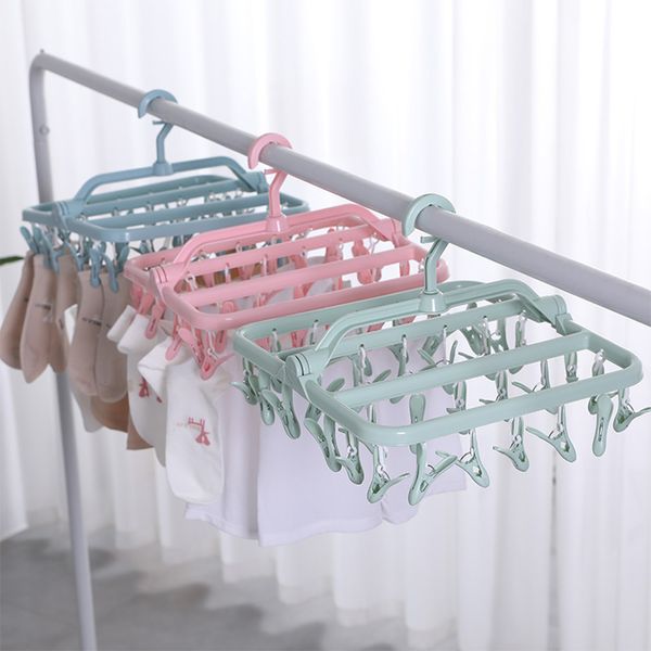 

adult windproof clothes hanger plastic 32 clip clothes hanger children's socks baby multifunctional drying rack