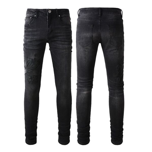 American Man High Street Youth Trendy Men's Stretch Slim Jeans Amiryes Embroidered Stitching Black Washed 
American Man High Street Youth Trendy Men's Stretch Slim Jeans Amiryes Embroidered Stitching Black Washed