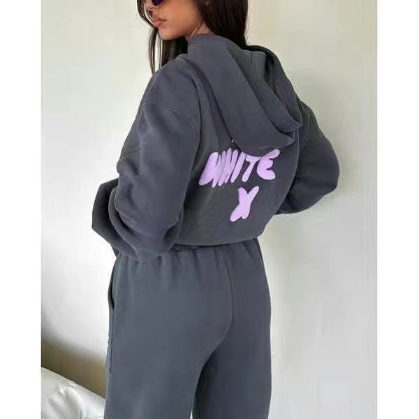 

WF-Women Women's Letter Print 2 Piece Outfits FOX Cowl Neck Long BLACK WHITE Sleeve Sweatshirt and Pants Set Tracksuit A7, Pink