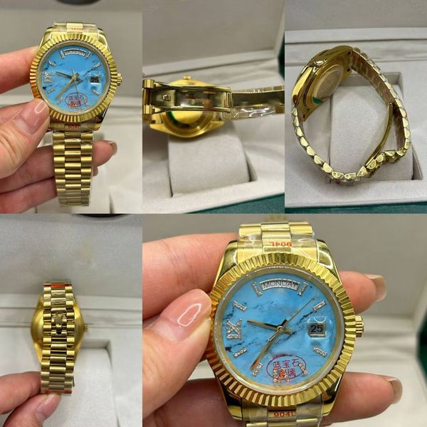 

Designer men's watch blue dial with diamond 36mm/40mm automatic mechanical movement fashion women's watch Montre De Luxe factory gift watch, Sky blue