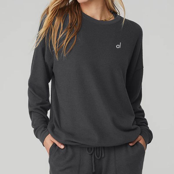 

AL Yoga Crew Neck T-shirt Thin Soho Pullover Soft Long-sleeve Sweatshirts Women Loose Comfortable Breathable Jogger Studio-to-street Practice Must-have Shirt, Champagne