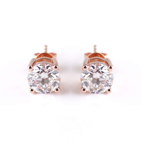 Stylish 14K Rose Gold Stud Earrings With 1.2Carats Round Cut Moissanite Diamond 
Stylish 14K Rose Gold Stud Earrings With 1.2Carats Round Cut Moissanite Diamond