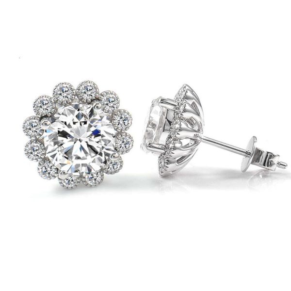 Charming Flower Shape Stud Gold Earrings Round Cut Earring With Halo Moissanite Bijoux
Charming Flower Shape Stud Gold Earrings Round Cut Earring With Halo Moissanite Bijoux