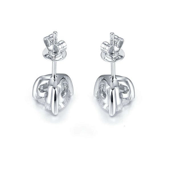 Basket Heart Shaped Moissanite Stud Wedding Earrings In White Gold With 3 Prongs