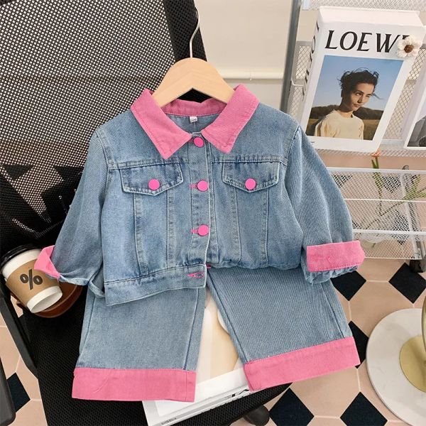 baby Clothing Sets 2pcs Girls Jean Coat Contrast Lapel Collar Long Sleeve One Breasted Denim JacketsElastic Waist Straight Jeans Kids Suits CHG2401197-12, Pink
baby Clothing Sets 2pcs Girls Jean Coat Contrast Lapel Collar Long Sleeve One Breasted Denim JacketsElastic Waist Straight Jeans Kids Suits CHG2401197-12, Pink