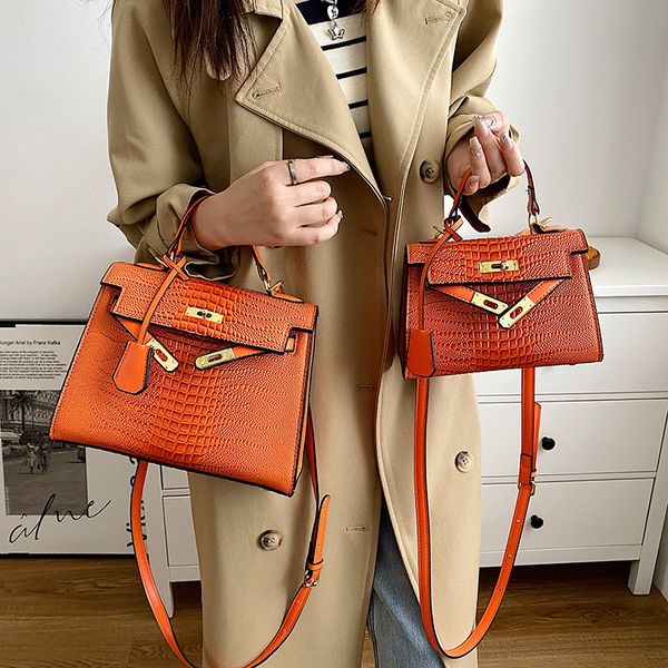 Fashionable womens shoulder bag 8 colors retro classic embossed leather messenger bag street exotic crocodile handbag sweet lady buckle women backpack, Orange
Fashionable womens shoulder bag 8 colors retro classic embossed leather messenger bag street exotic crocodile handbag sweet lady buckle women backpack, Orange