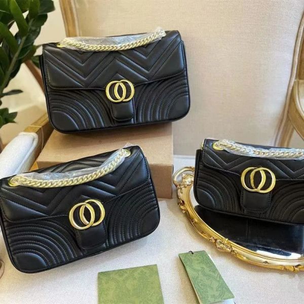 

designers bags Women Shoulder bag marmont handbag Messenger Totes Fashion Metallic Handbags Classic Crossbody Clutch Pretty 26cm, Black