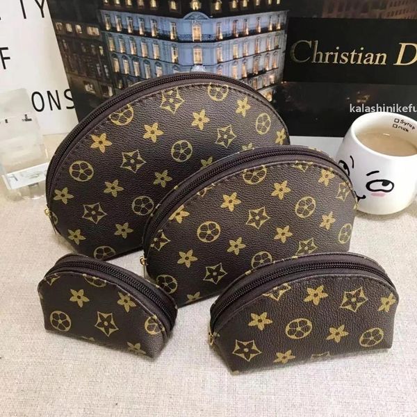 

5AMakeup Toiletry Pouch Cosmetic Bag Cases Make Up organizer famous Women Travel Bags Clutch ladies cluch purses Handbags Purses Mini Wallet, Brown flower