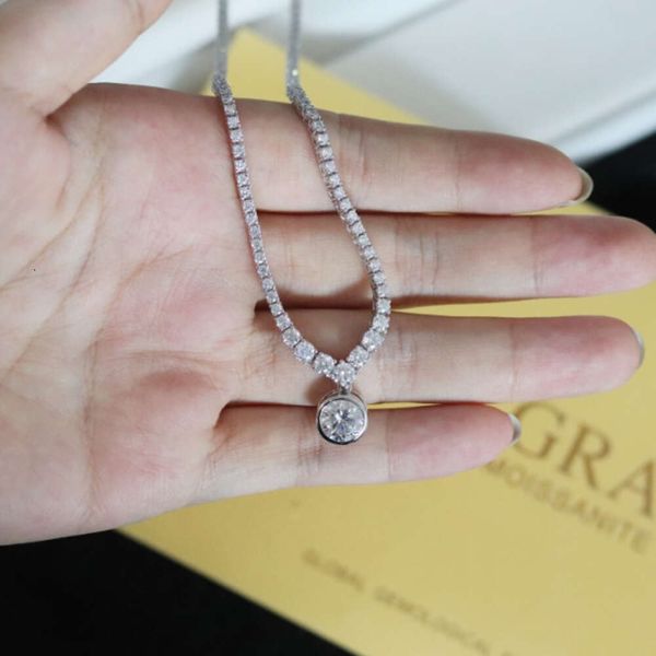 

Fancy Wholesale Price In Stock 10K 14K Real Gold Chain 2Ct Tennis Choker VVS Moissanite Necklace For Fine Jewelry