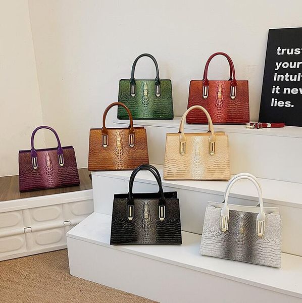 Factory wholesale womens shoulder bag 7 colors elegant retro embossed crocodile handbag large capacity thick leather tote bag street color contrast backpack, Purple
Factory wholesale womens shoulder bag 7 colors elegant retro embossed crocodile handbag large capacity thick leather tote bag street color contrast backpack, Purple