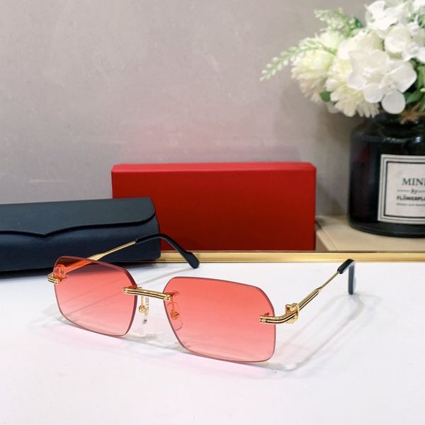 

Red Sunglasses Designer Woman Mens Premiere De Carti Sun Glasses Fashion Gold Rimless C Decor Luxury Polarized Driving Goggle Rectangle Eyeglasses Sonnenbrille