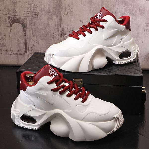 

Designer New Men's Vintage Trend Thick Bottom Height Increasing Causal Shoes Male All Match Sport Walking Sneakers, Red