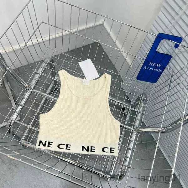 

Ce Stitched Ribbon Letters Are Thin and Versatile. Casual Sports Solid Color Simple Stripe Round Neck Bottomed Knitted Vest 1HAX4, Beige