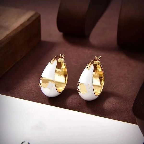 

Luxury Fashion Designer Earrings for Women Vintage Hoop Earrings Crescent Earrings Gold White High Quality Ladies Jewellery Holiday Gift