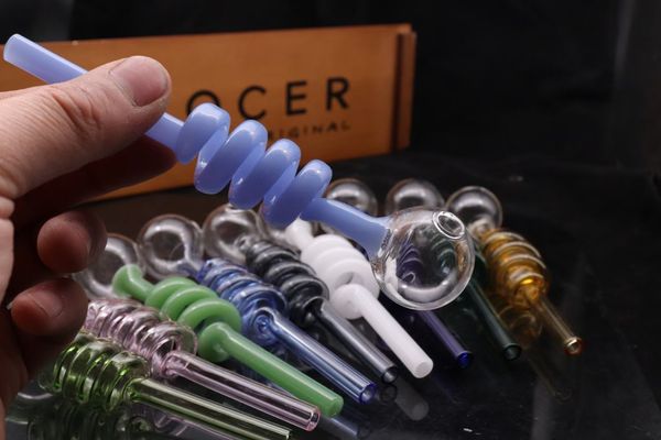 Hookahs Newest pipes Rainbow mini 15cm Glass Oil Burner Colorful high quality Great Tube tubes Nail tips smoking pipe